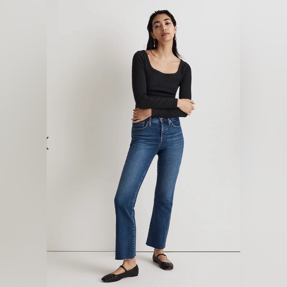Madewell Tall Mid Rise Kick Out Crop Jeans